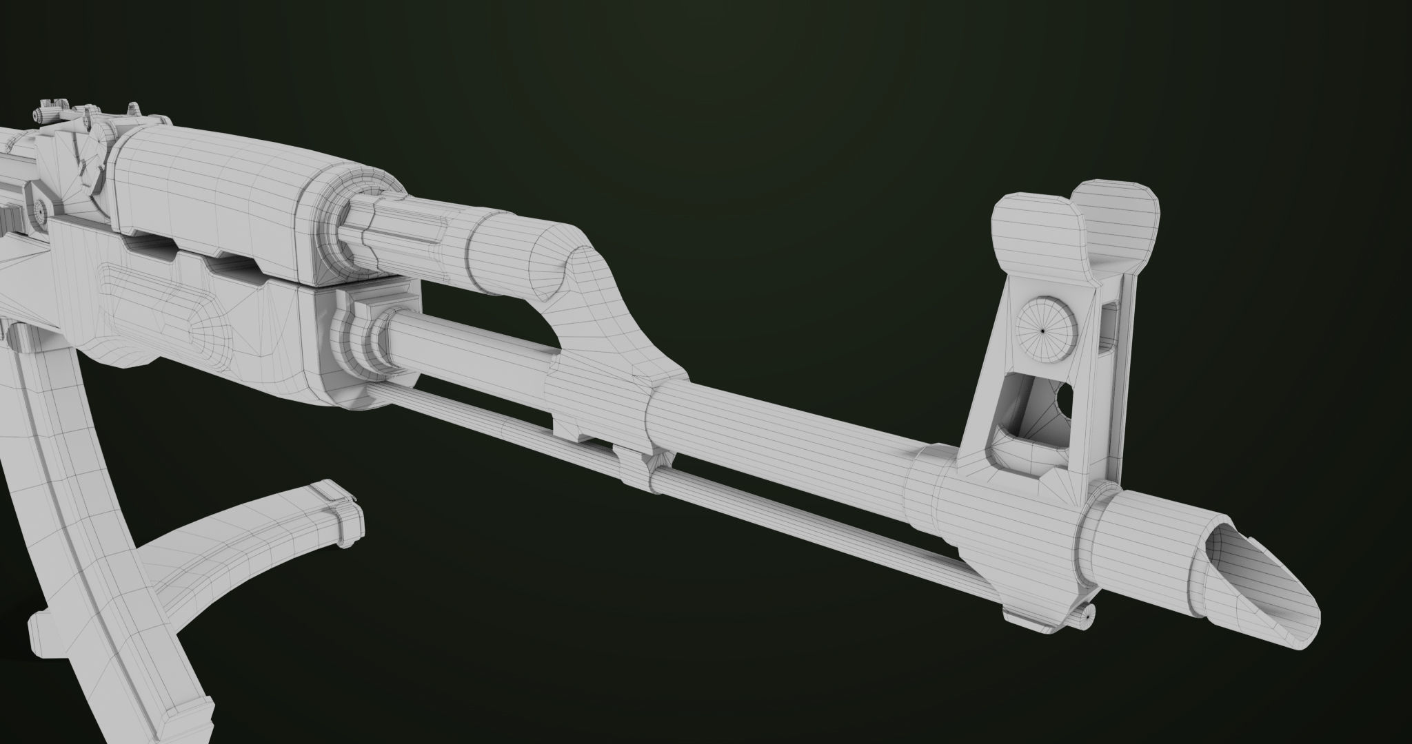 Light Machine Gun 10 Wood All PBR Unity UE Textures Low-poly 3D model_37