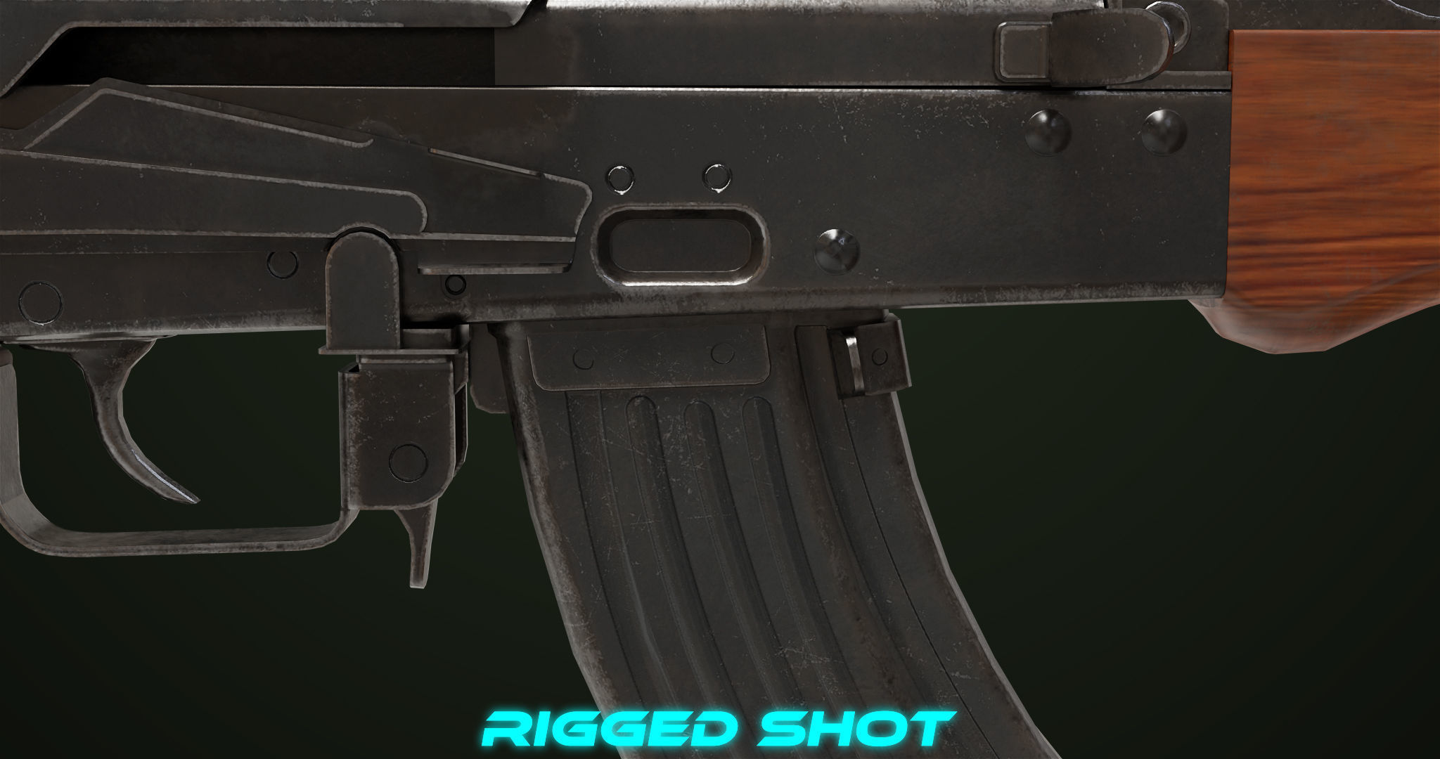 Light Machine Gun 10 Wood All PBR Unity UE Textures Low-poly 3D model_24