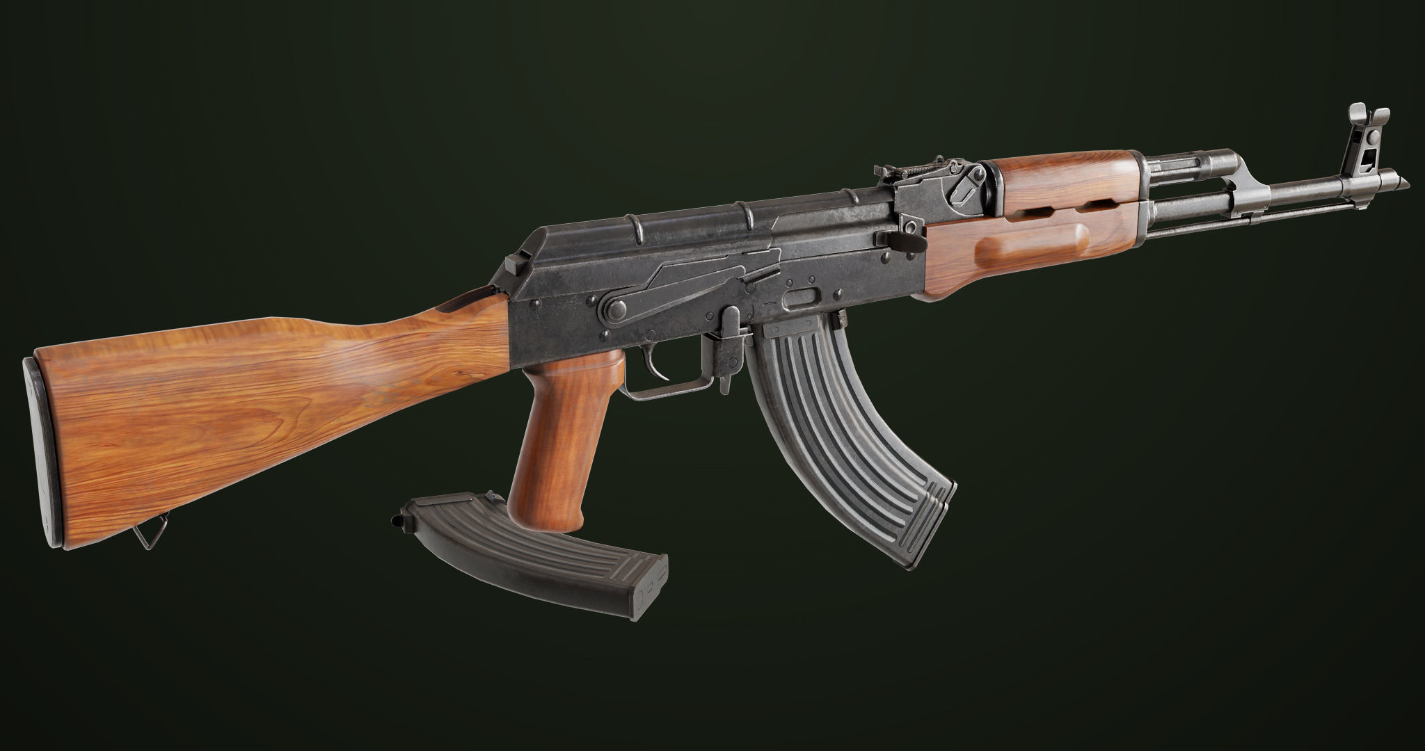 Light Machine Gun 10 Wood All PBR Unity UE Textures Low-poly 3D model_14