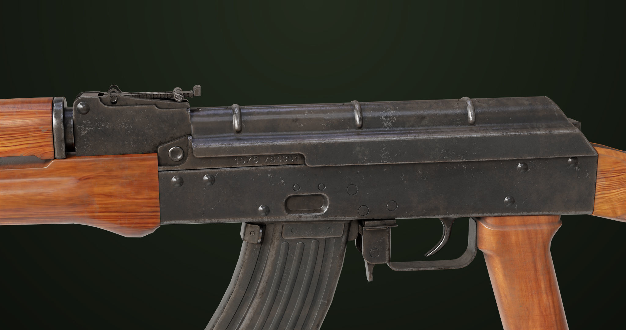 Light Machine Gun 10 Wood All PBR Unity UE Textures Low-poly 3D model_10