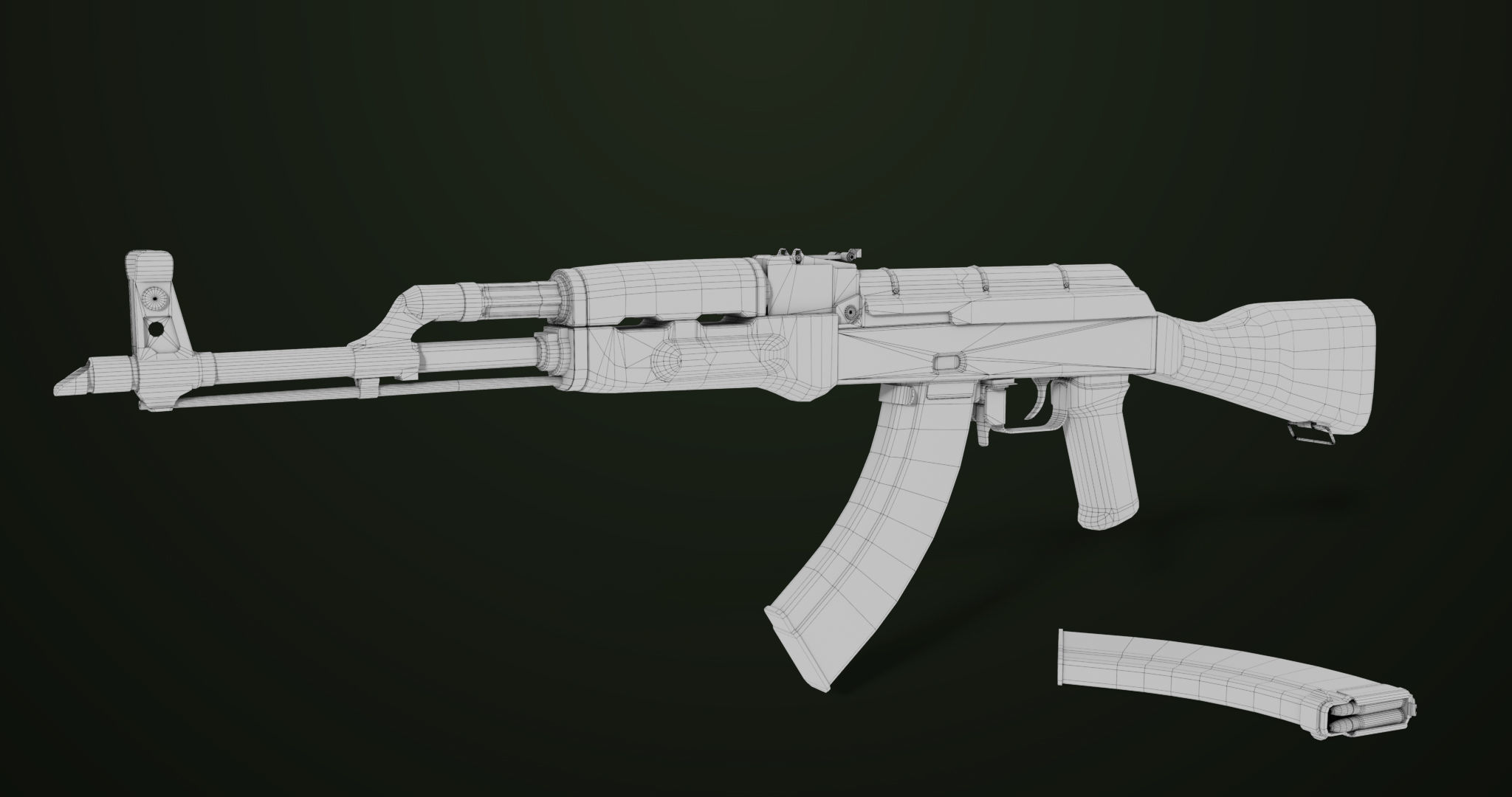 Light Machine Gun 10 Wood All PBR Unity UE Textures Low-poly 3D model_31