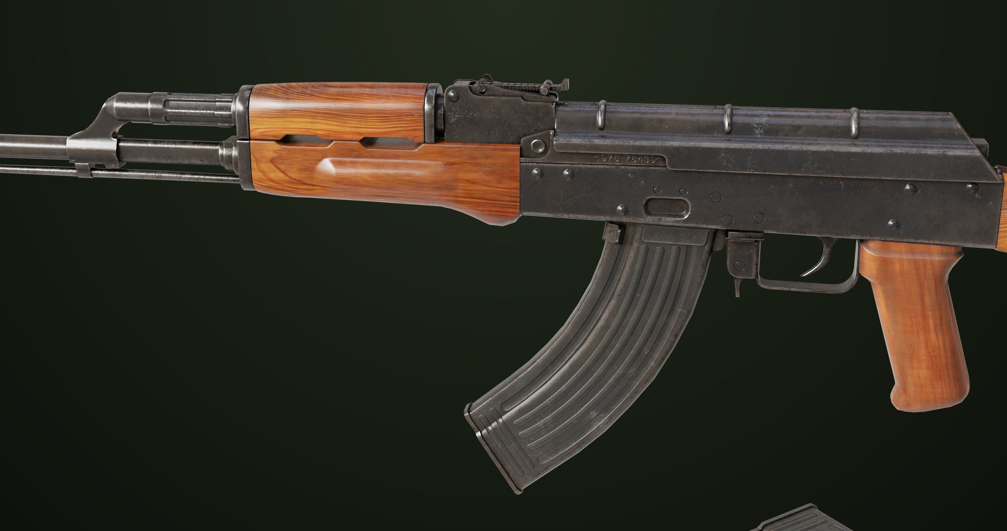 Light Machine Gun 10 Wood All PBR Unity UE Textures Low-poly 3D model_8