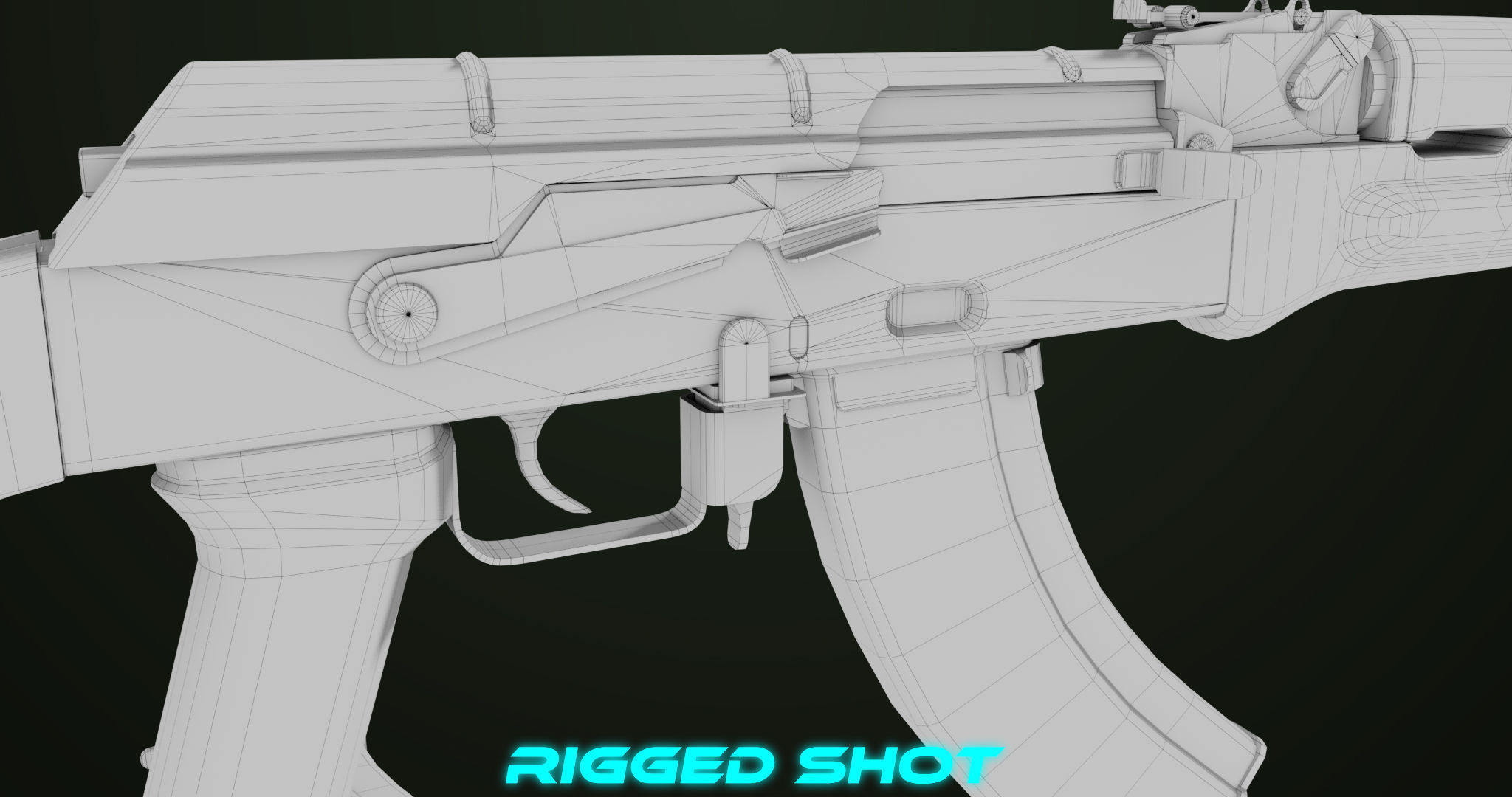 Light Machine Gun 10 Wood All PBR Unity UE Textures Low-poly 3D model_44