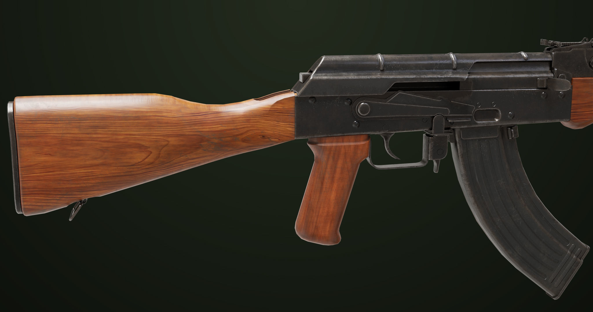 Light Machine Gun 10 Wood All PBR Unity UE Textures Low-poly 3D model_28