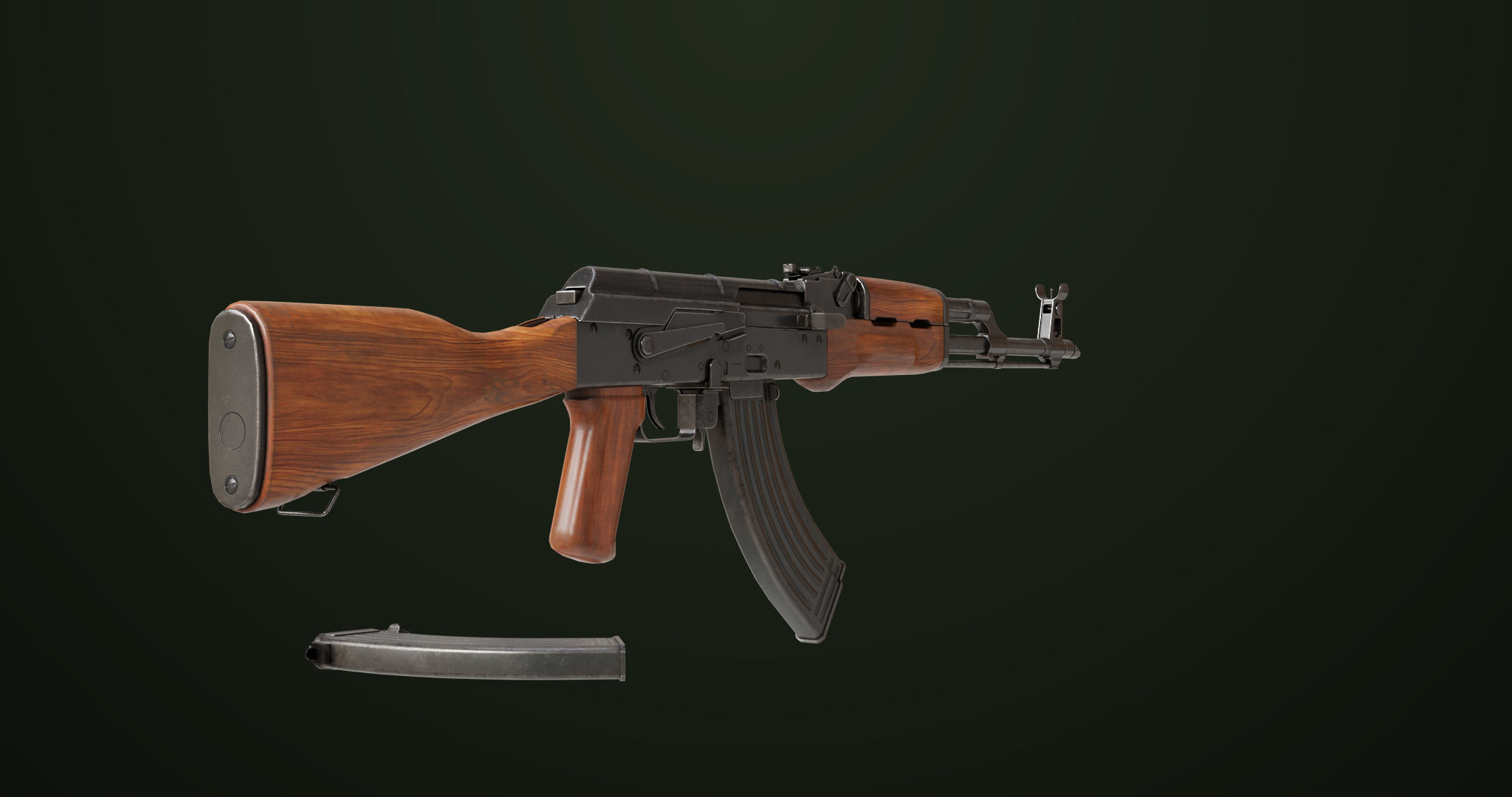 Light Machine Gun 10 Wood All PBR Unity UE Textures Low-poly 3D model_5