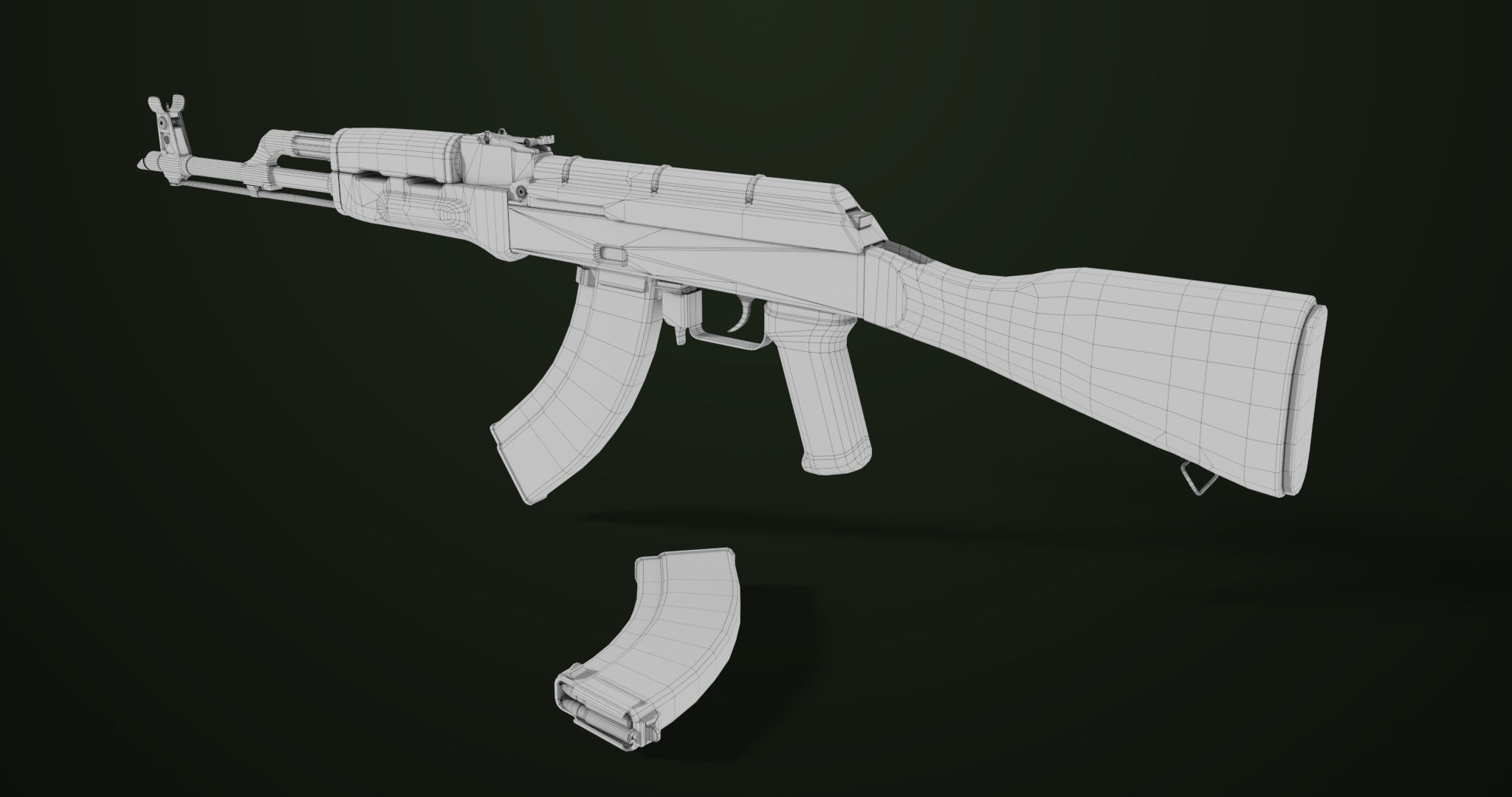 Light Machine Gun 10 Wood All PBR Unity UE Textures Low-poly 3D model_35