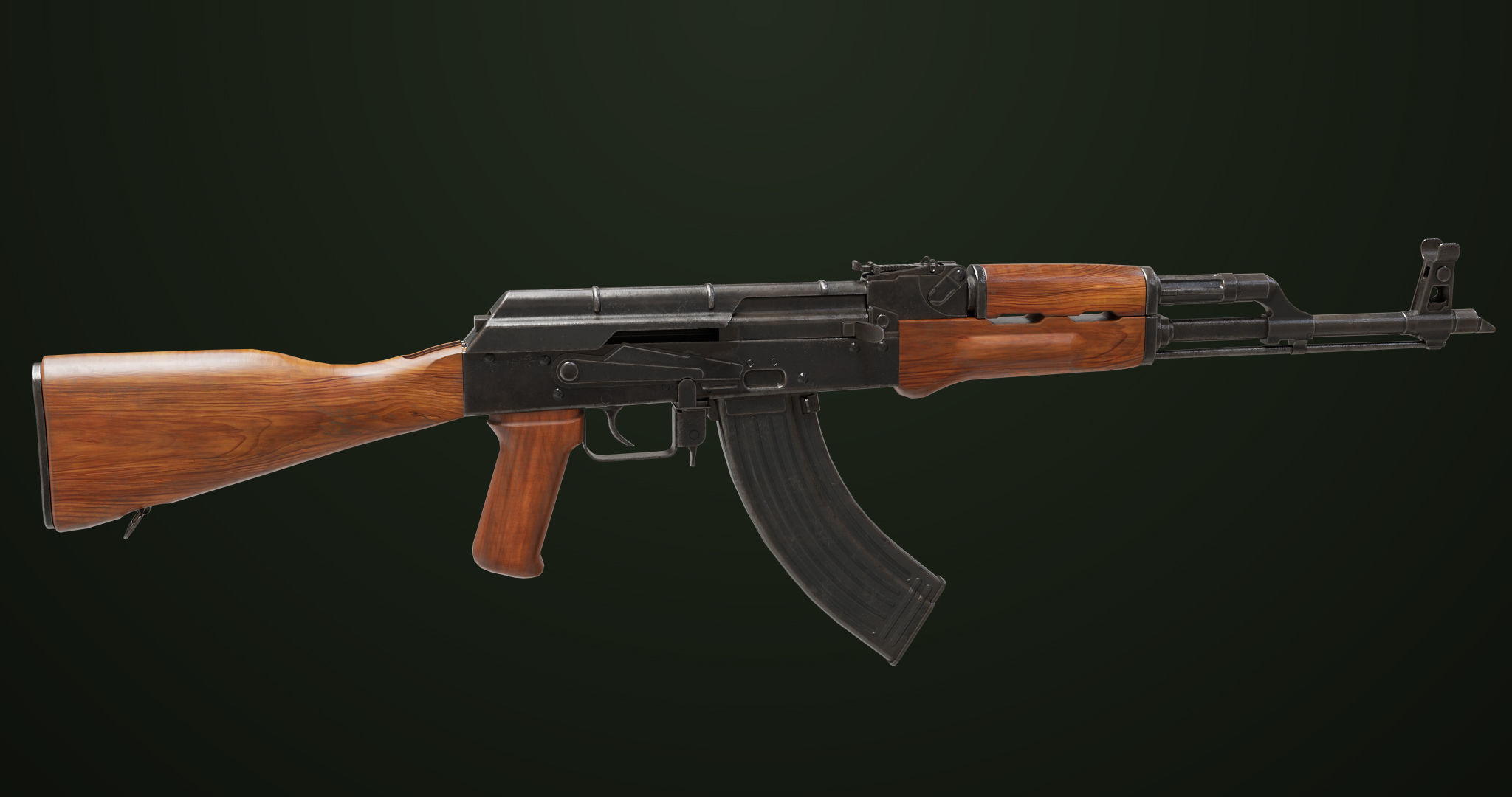 Light Machine Gun 10 Wood All PBR Unity UE Textures Low-poly 3D model_26