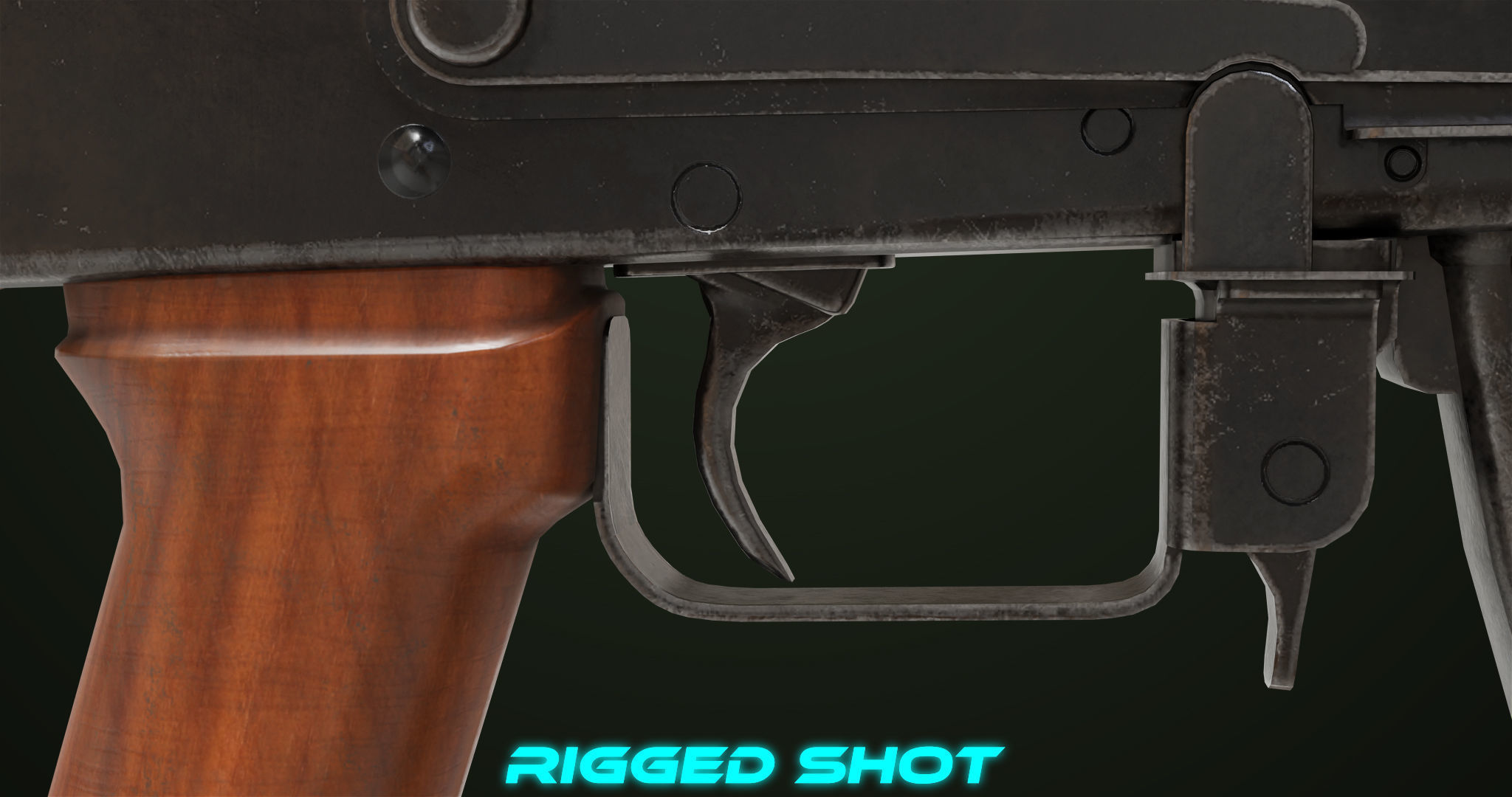 Light Machine Gun 10 Wood All PBR Unity UE Textures Low-poly 3D model_20