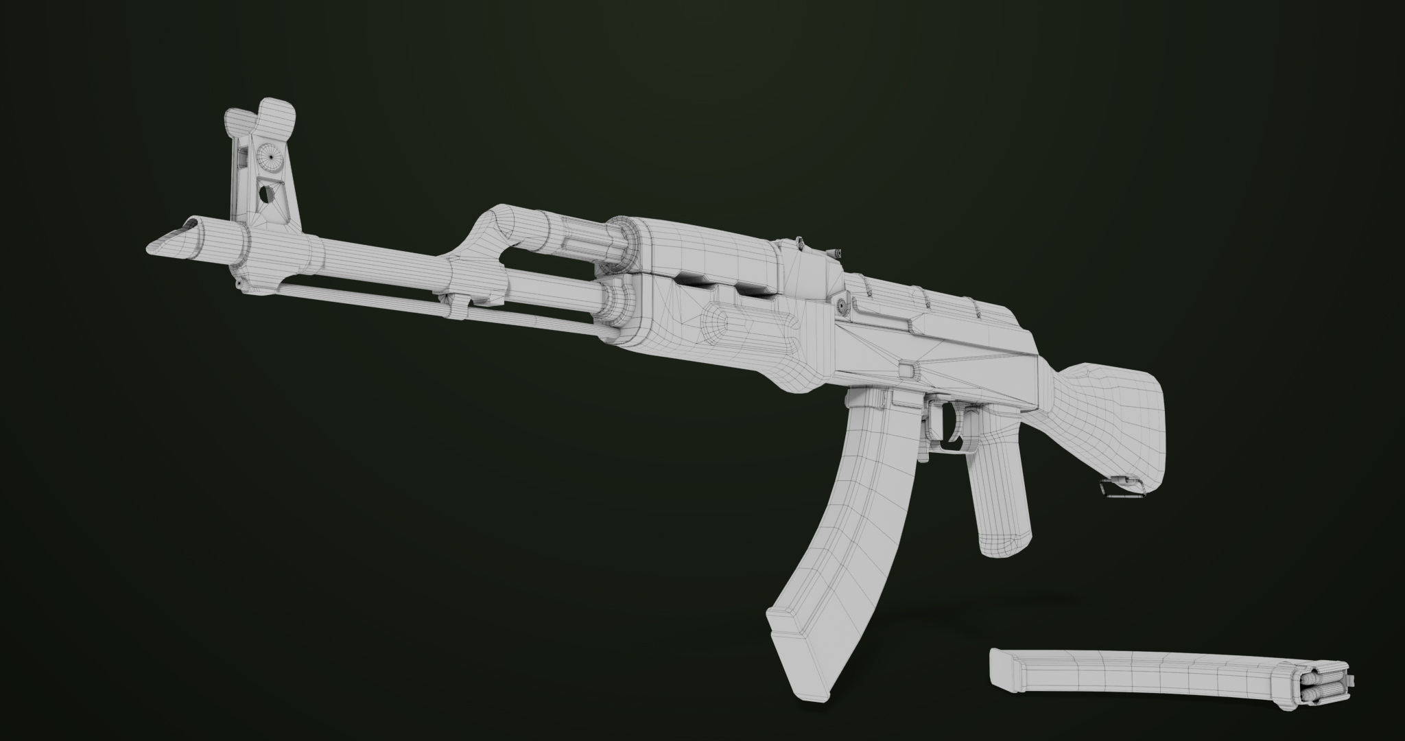 Light Machine Gun 10 Wood All PBR Unity UE Textures Low-poly 3D model_54
