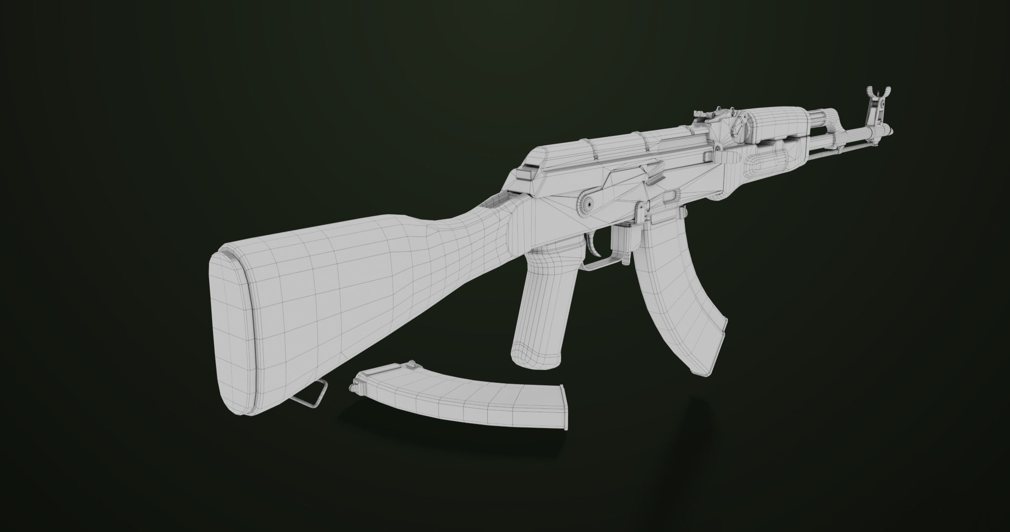 Light Machine Gun 10 Wood All PBR Unity UE Textures Low-poly 3D model_34