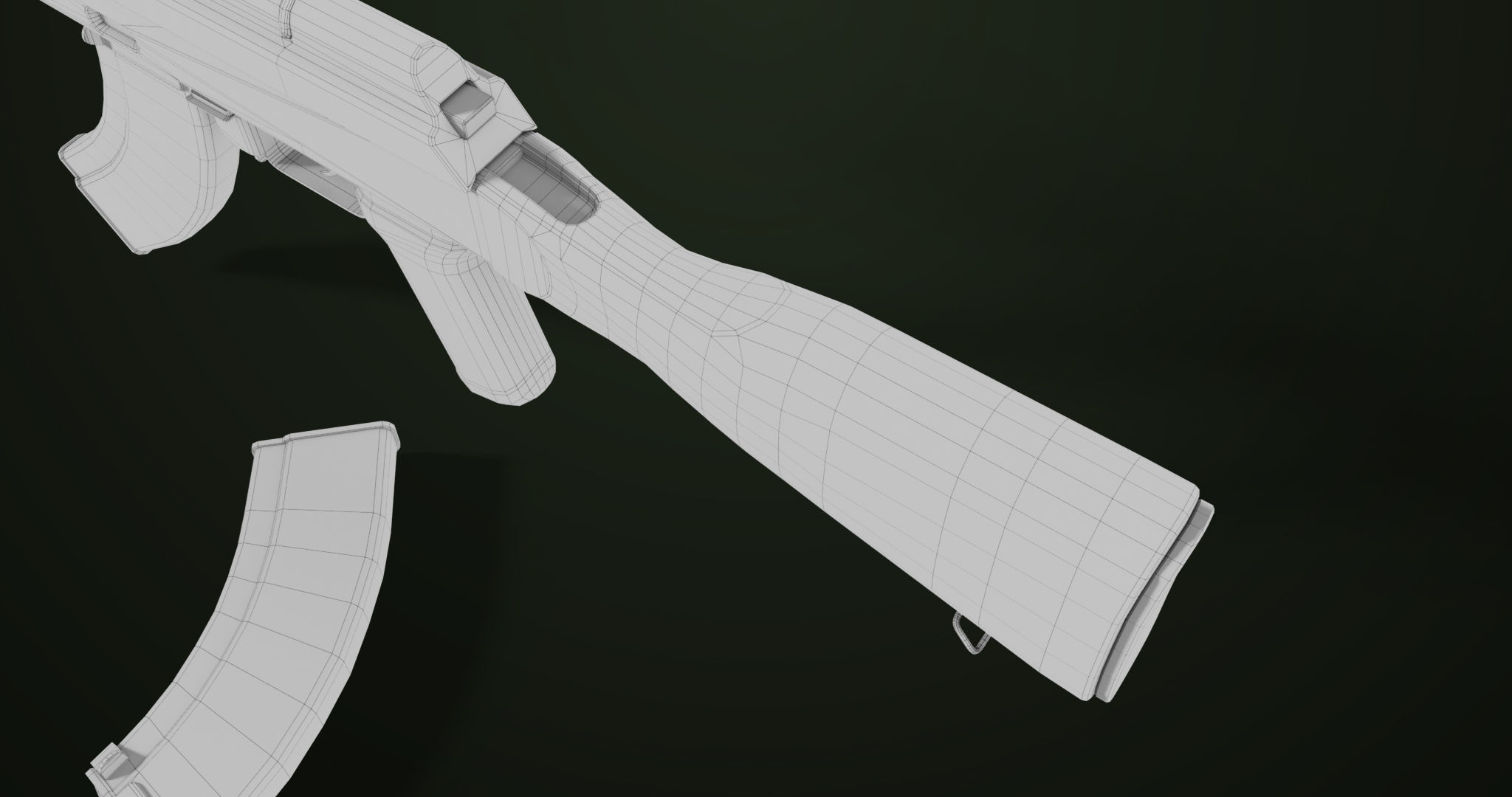 Light Machine Gun 10 Wood All PBR Unity UE Textures Low-poly 3D model_53