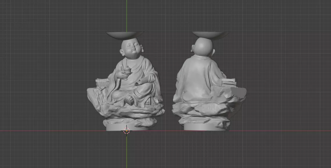 Little monk fountain 3D print model_0