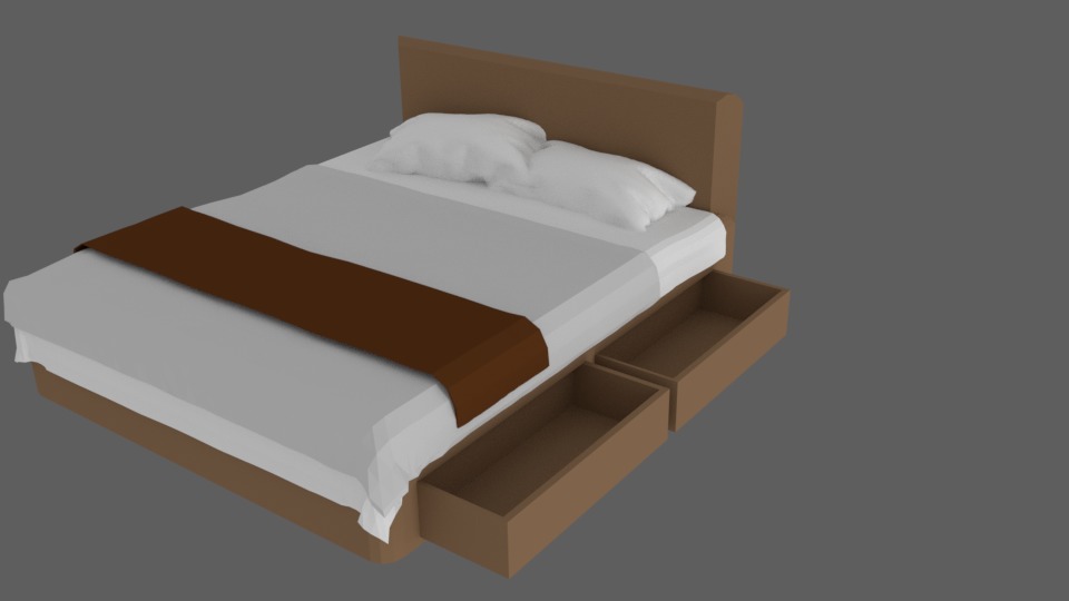 Simple bed 3D model_3