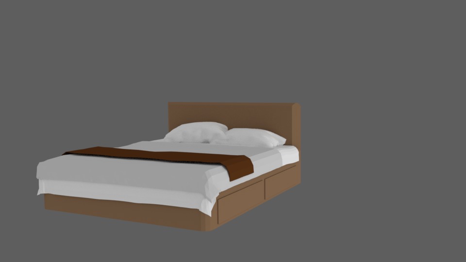 Simple bed 3D model_1