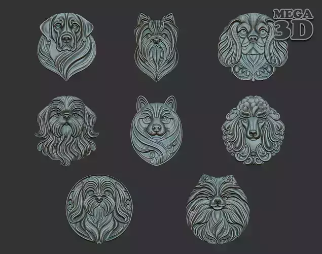 Dog basrelief Pack B 240815 3D Model Collection