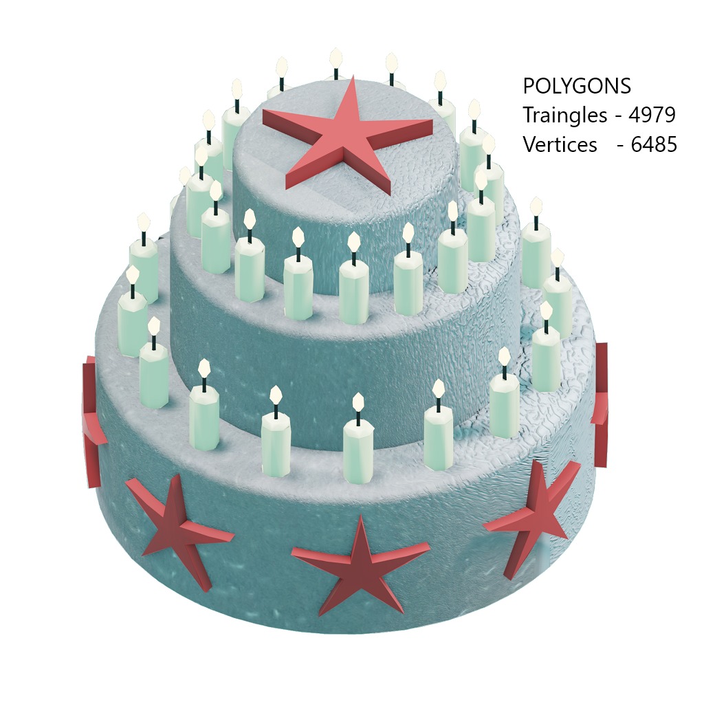Games White Forest Cake Low-poly 3D model_1