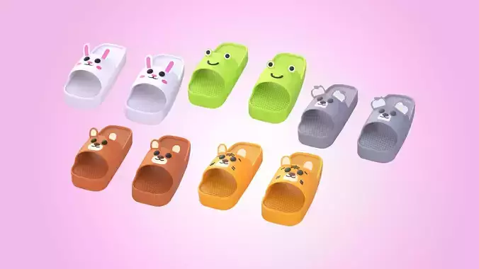 Set 5 Cartoon Animal Shape Slippers