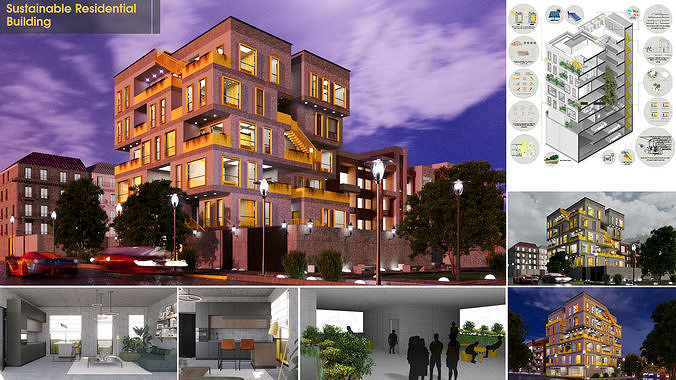 Green Building Complex 3D Model for Sustainable Architecture 3D model