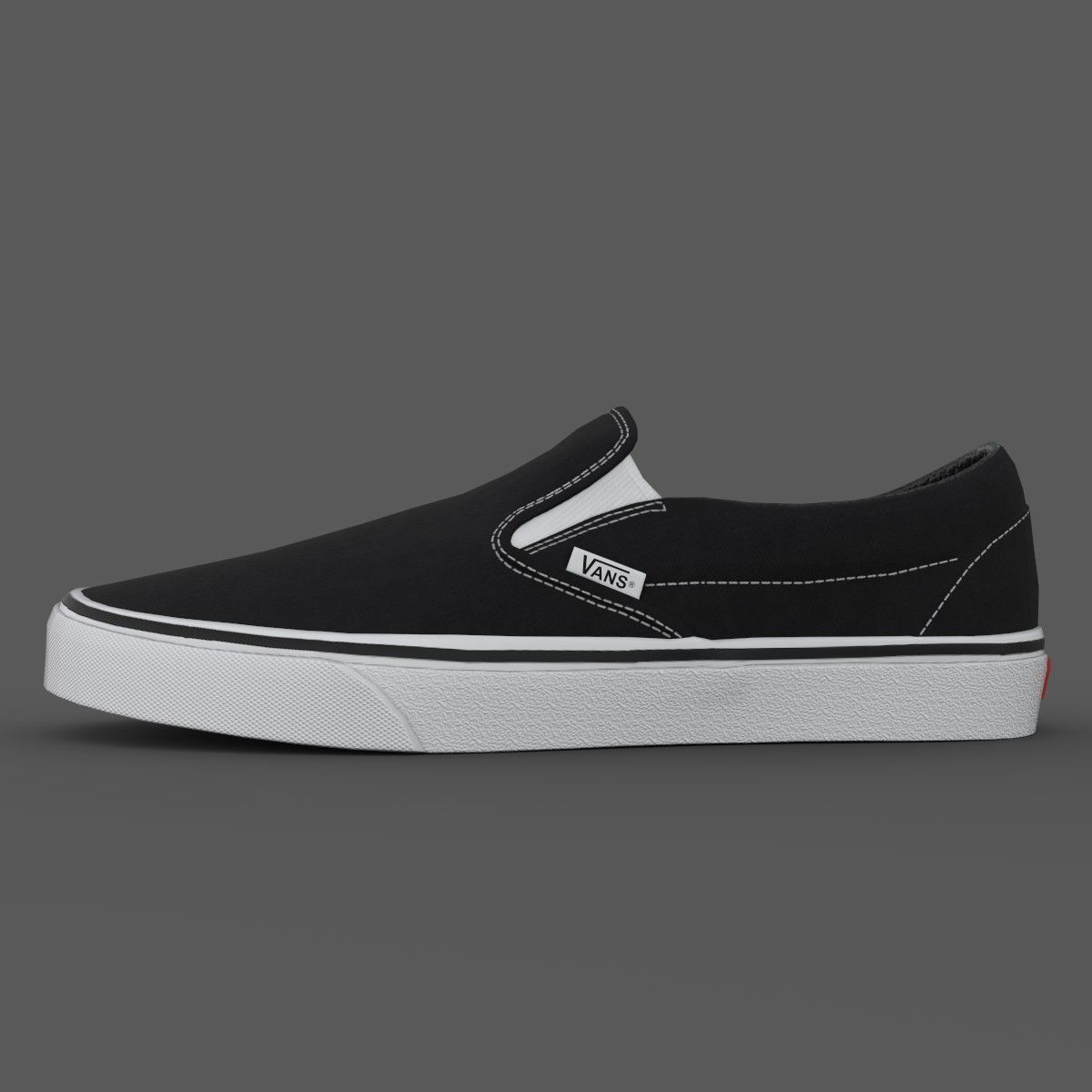 VANS182 Slip On Black Low-poly 3D model_3