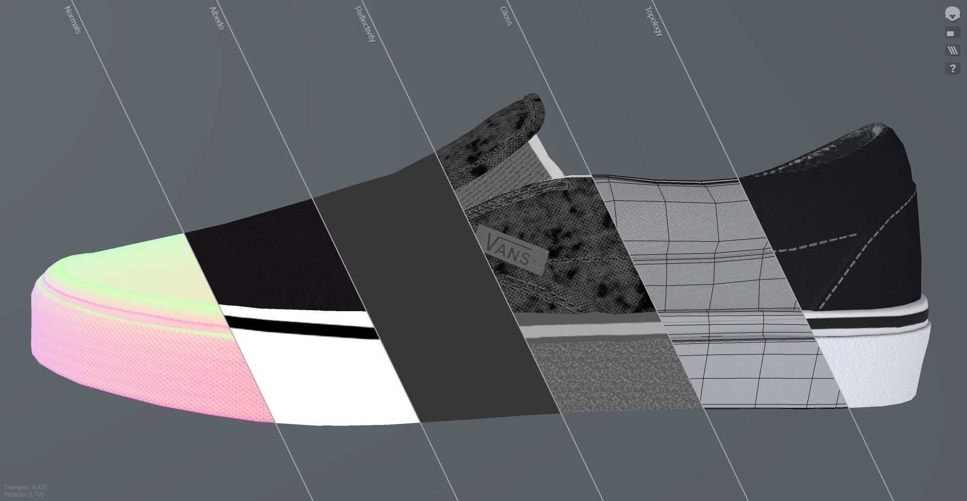 VANS182 Slip On Black Low-poly 3D model_4