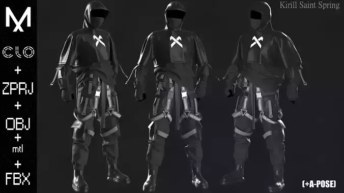  Streetwear Outfit Marvelous designer Clo3d OBJ mtl FBX ZPRJ