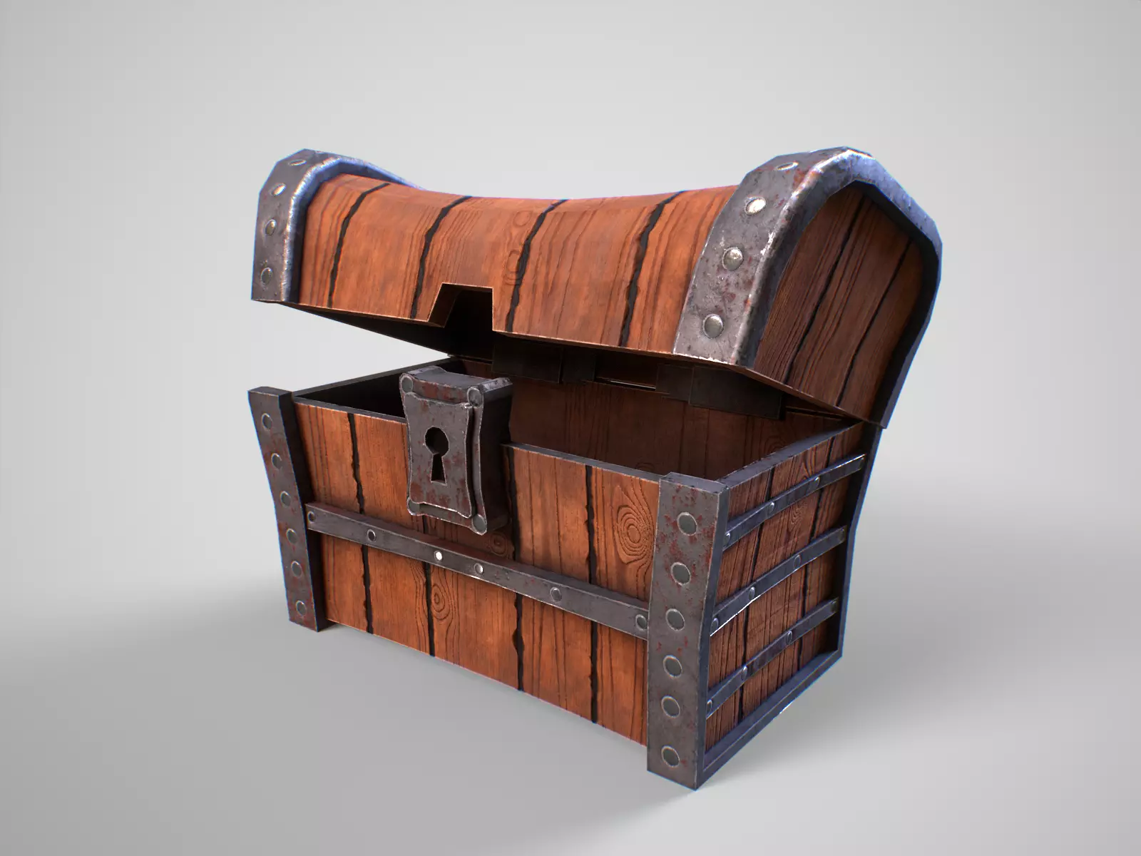 Stylized gameready wooden chest Free low-poly 3D model
