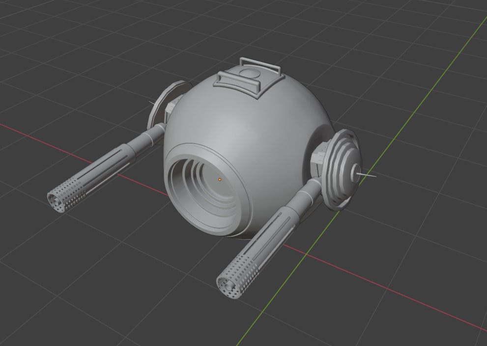 Aged Green Robot Sphere with Blue Light and Functional Details 3D model_3