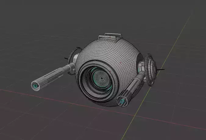 Aged Green Robot Sphere with Blue Light and Functional Details 3D model