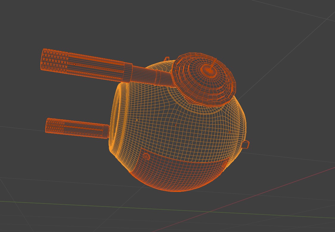 Aged Green Robot Sphere with Blue Light and Functional Details 3D model_6