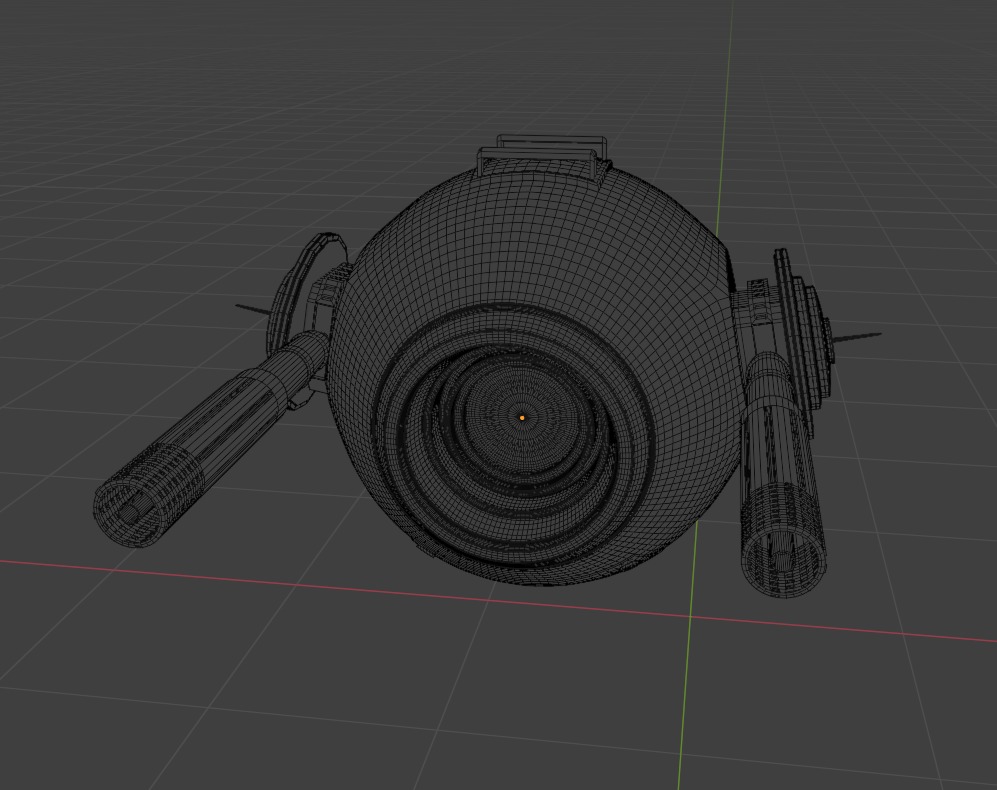 Aged Green Robot Sphere with Blue Light and Functional Details 3D model_5