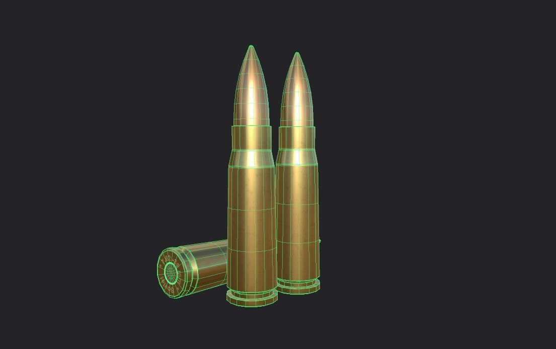 762 -39 mm M43 Soviet  Ammo Low-poly 3D model_1