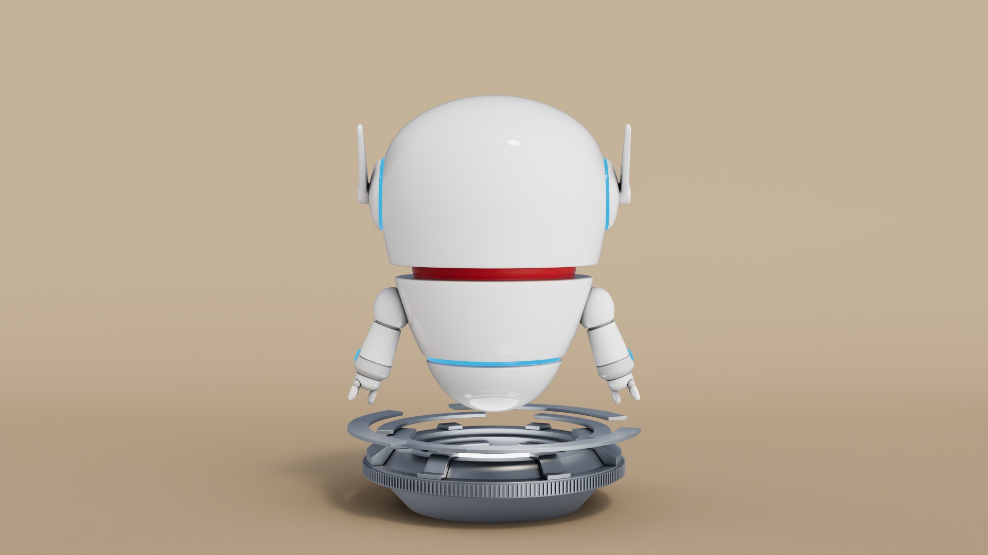 Rigged Cartoon Cute Robot Low-poly 3D model_3