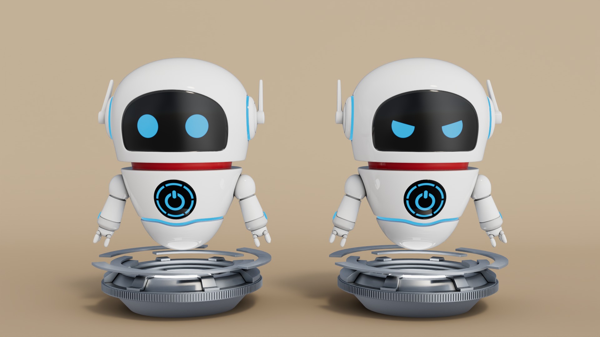 Rigged Cartoon Cute Robot Low-poly 3D model_4