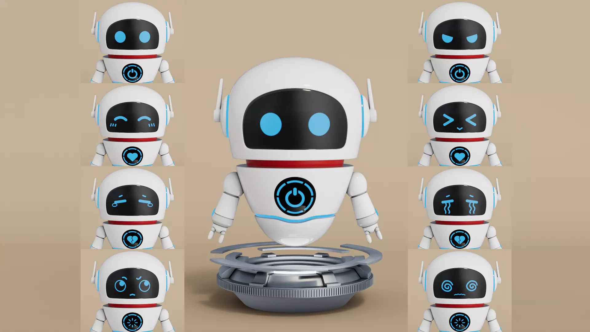 Rigged Cartoon Cute Robot Low-poly 3D model_0