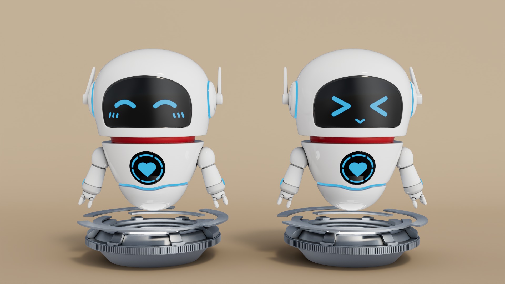 Rigged Cartoon Cute Robot Low-poly 3D model_5