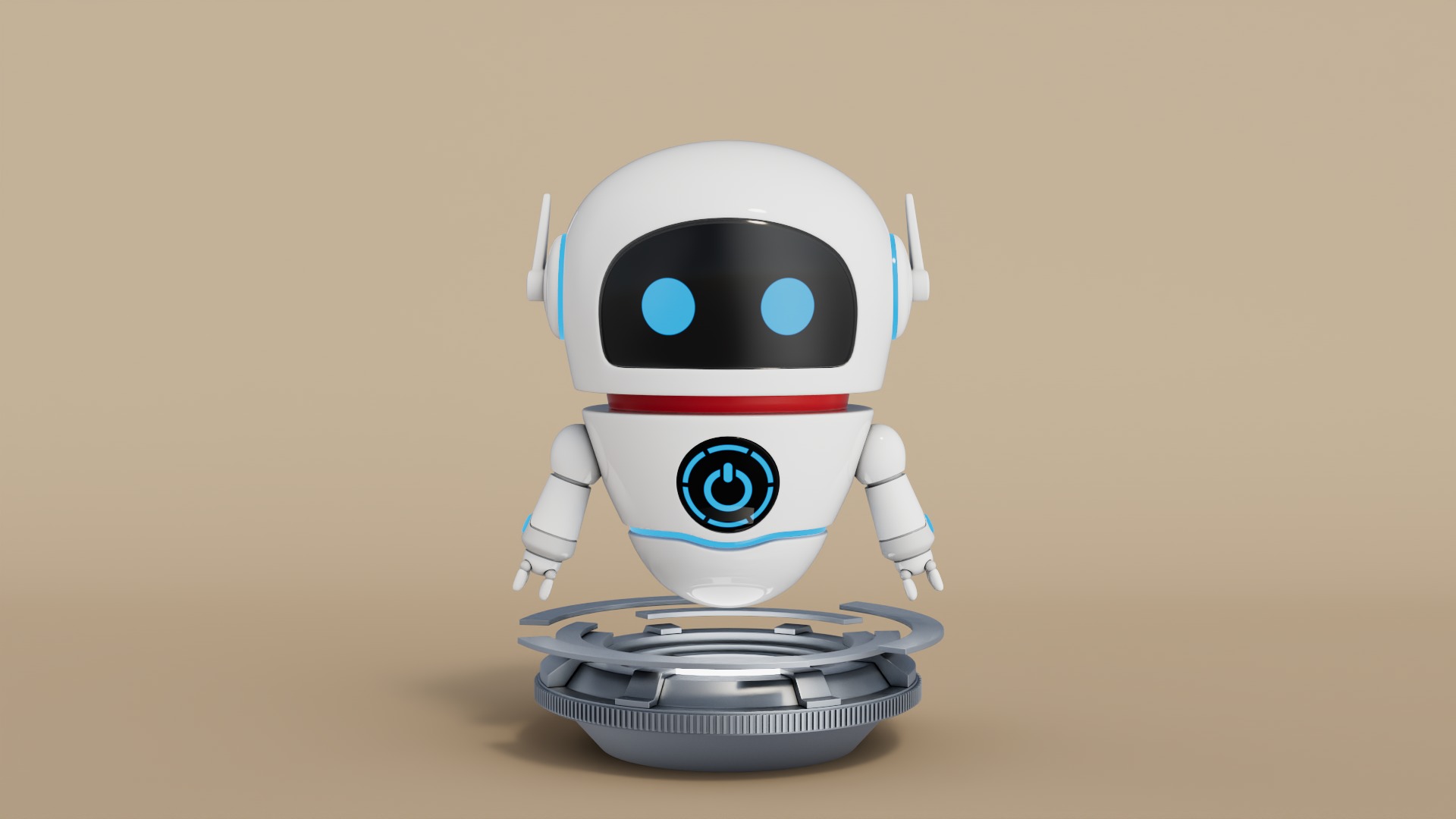Rigged Cartoon Cute Robot Low-poly 3D model_1