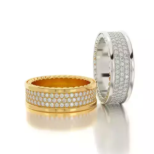 3 rows eternity wedding band with diamonds 3D print model