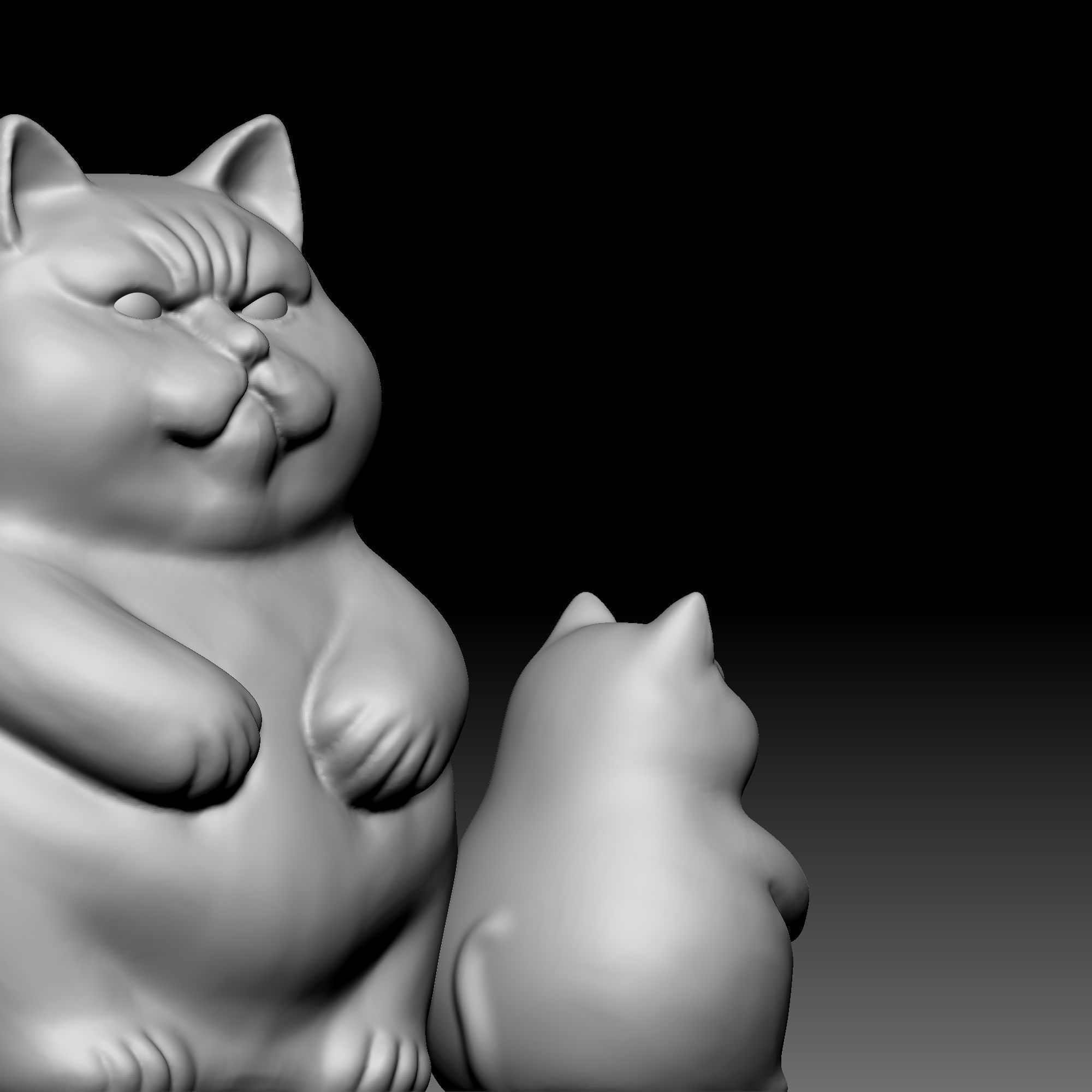 Cat statue 0150 3D print model_4