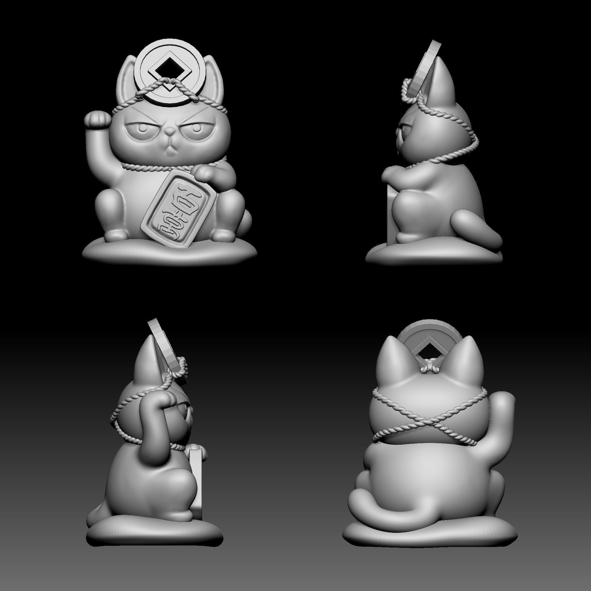 Cat statue 0160 3D print model_1