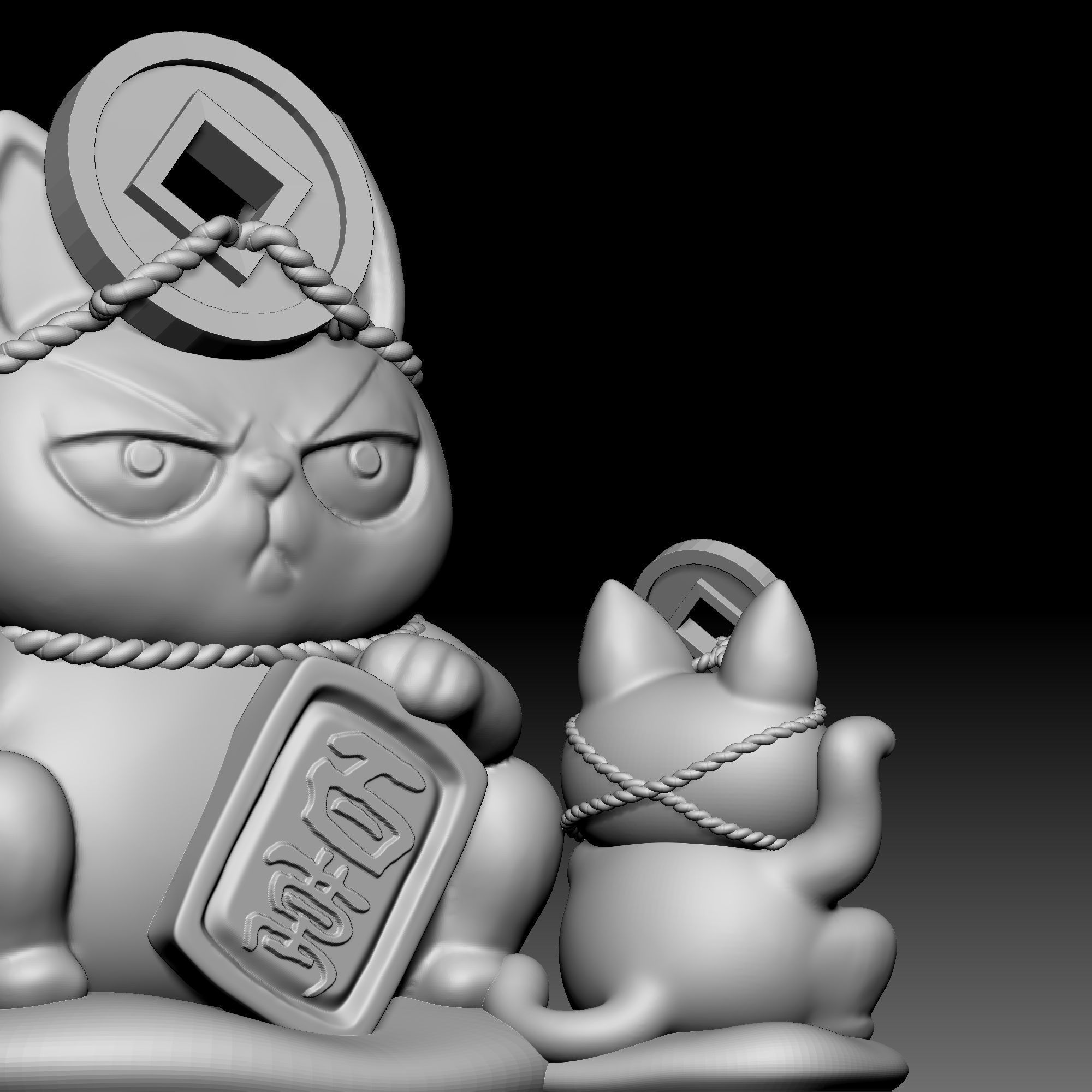 Cat statue 0160 3D print model_4