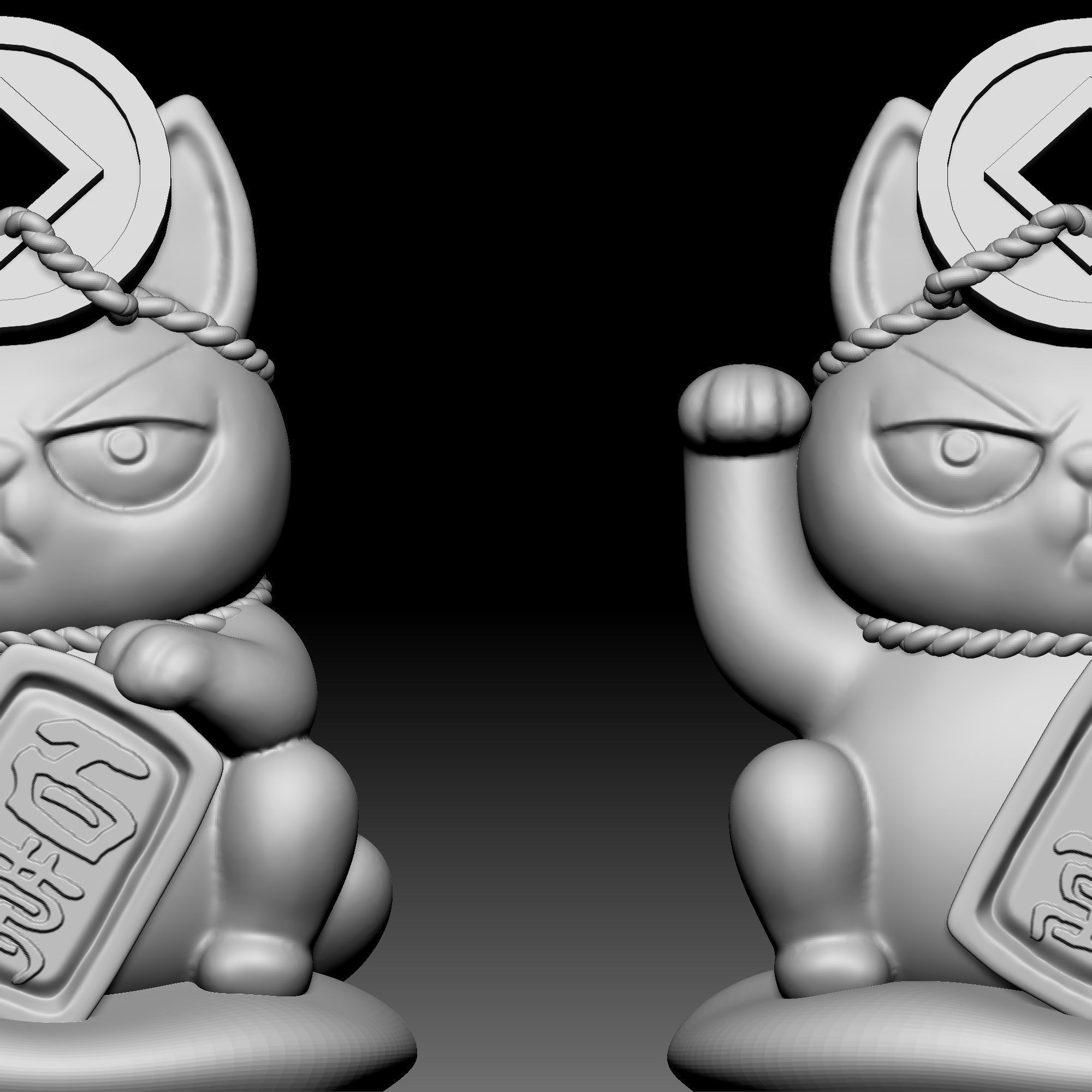 Cat statue 0160 3D print model_3