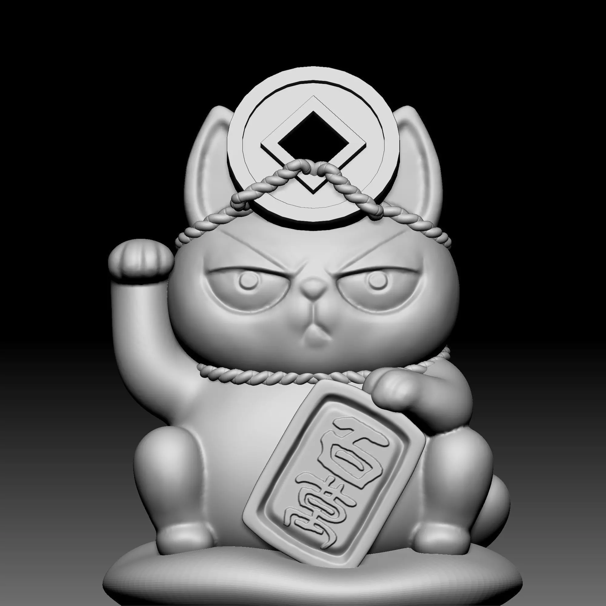 Cat statue 0160 3D print model_0