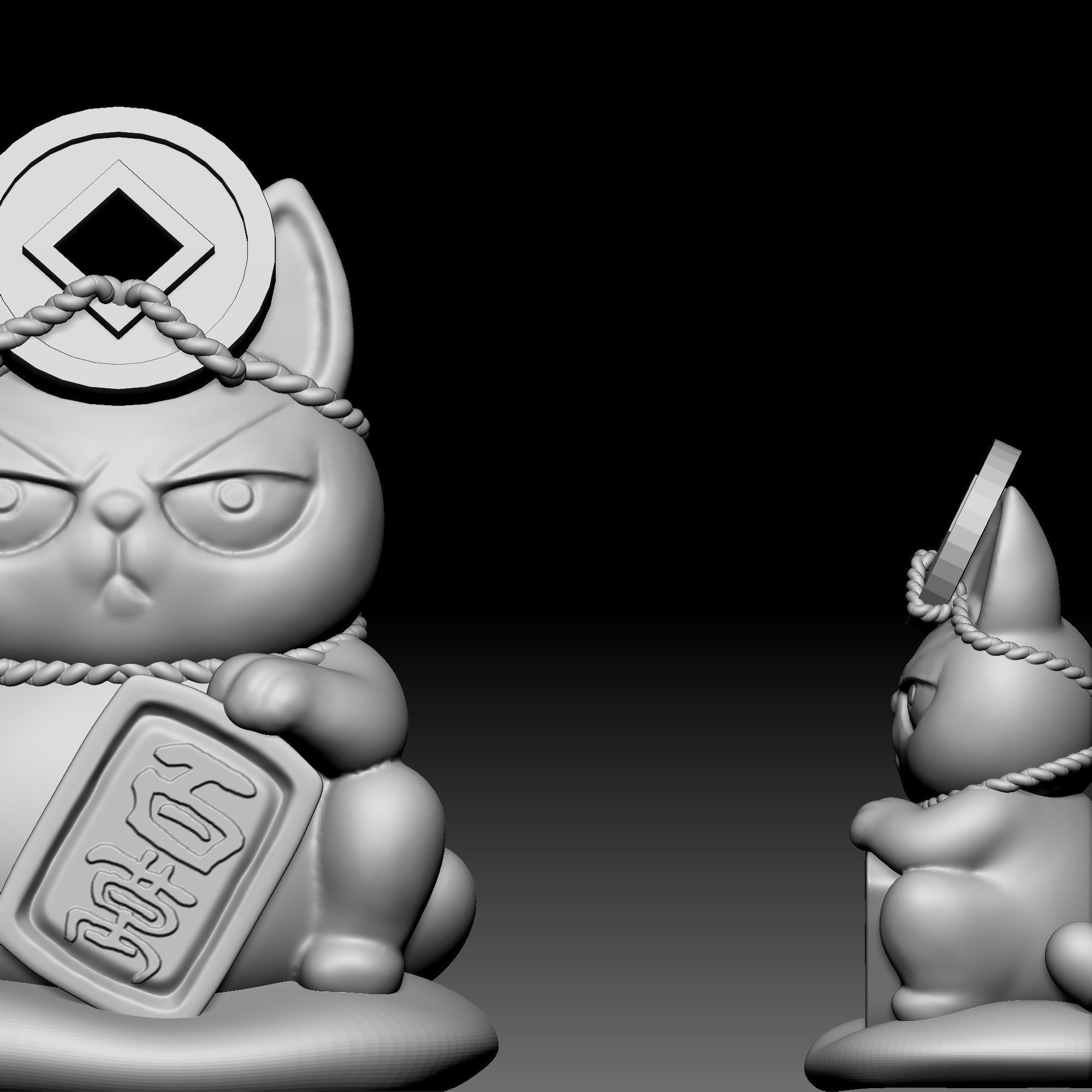 Cat statue 0160 3D print model_2