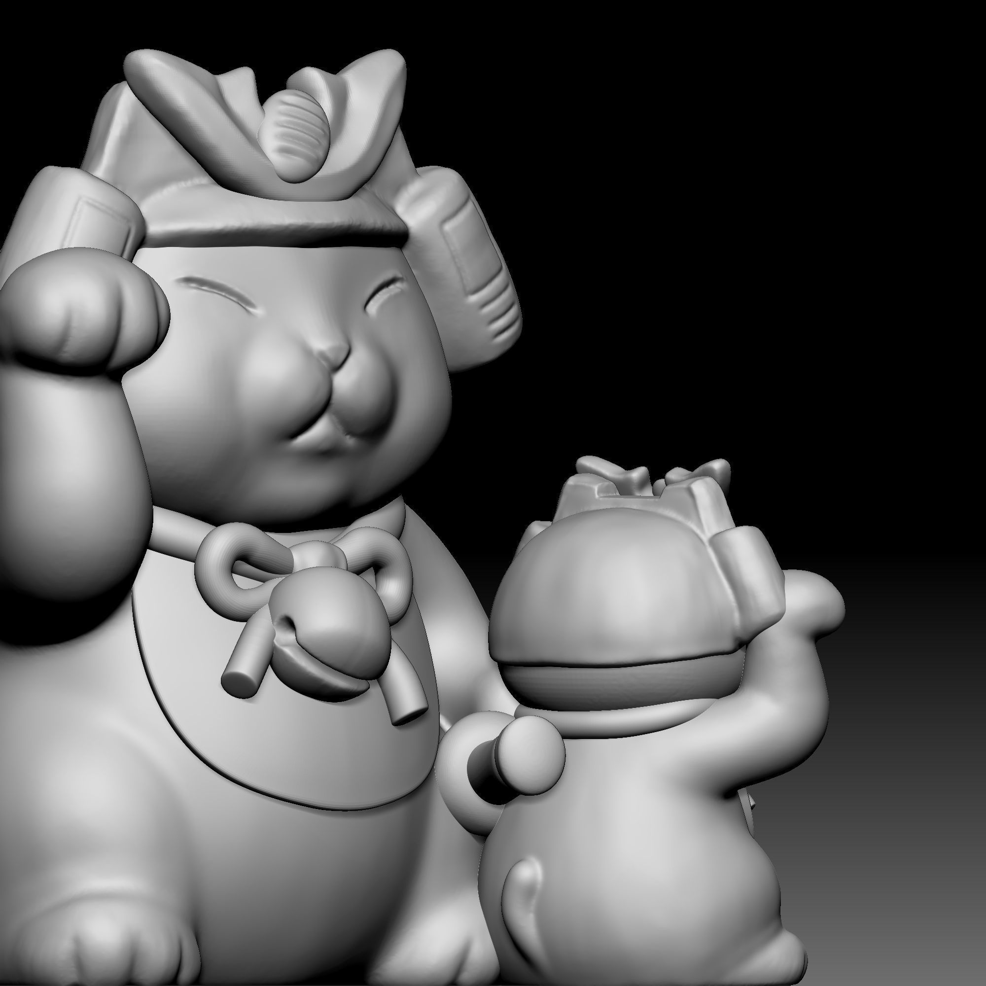 Cat statue 0190 3D print model_4