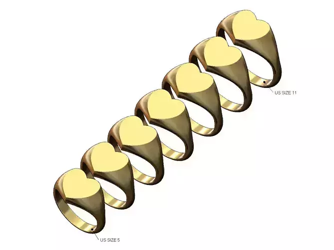 Petit heart shaped signet ring US sizes 5to11