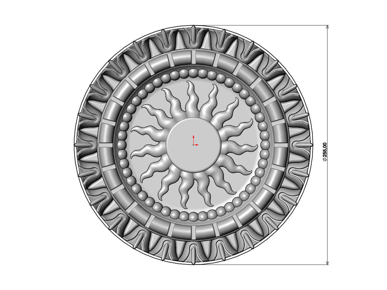 Sun and flower carved ceiling medallion rosette relief sculpture 3D print model_6