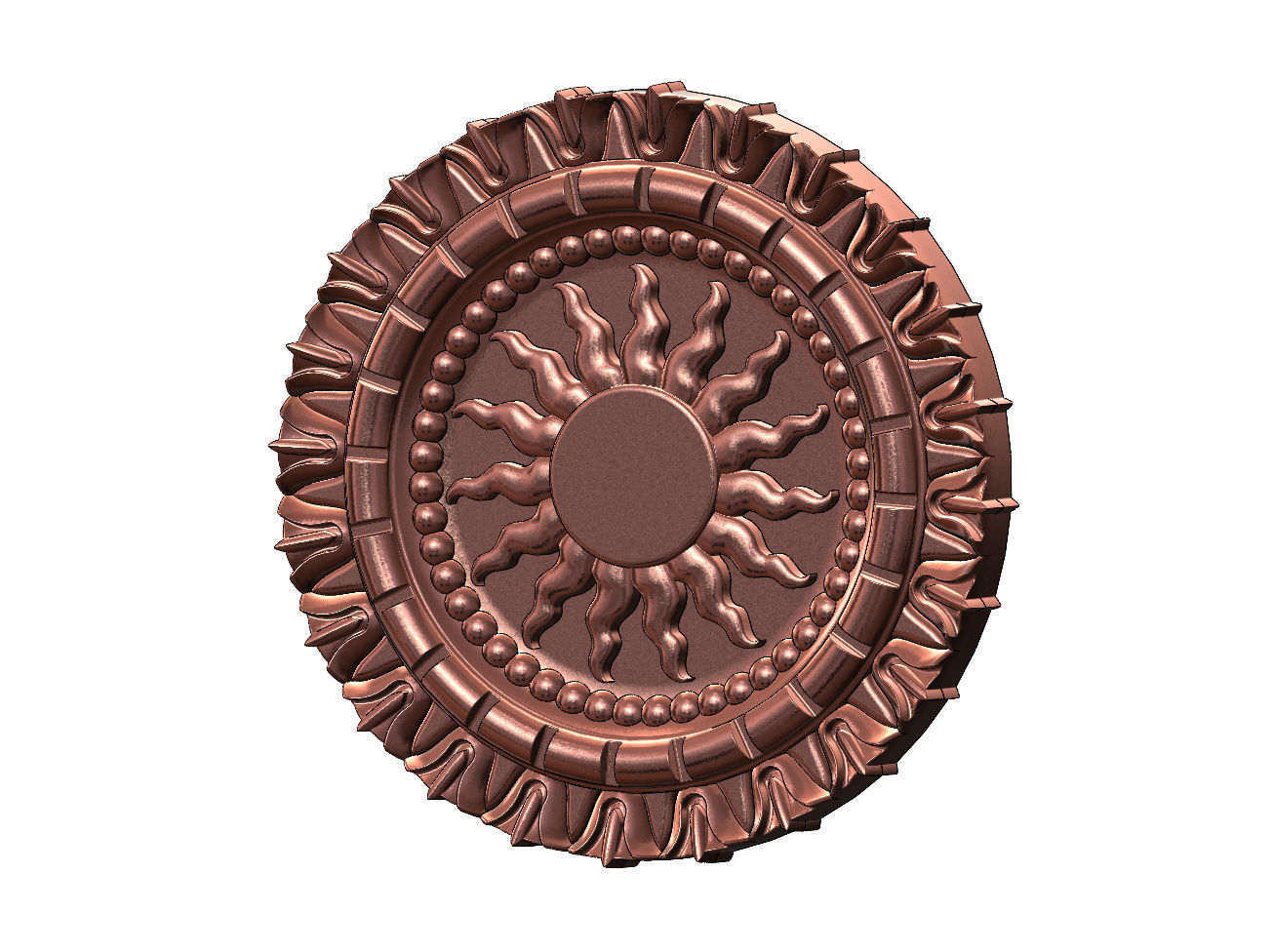 Sun and flower carved ceiling medallion rosette relief sculpture 3D print model_13