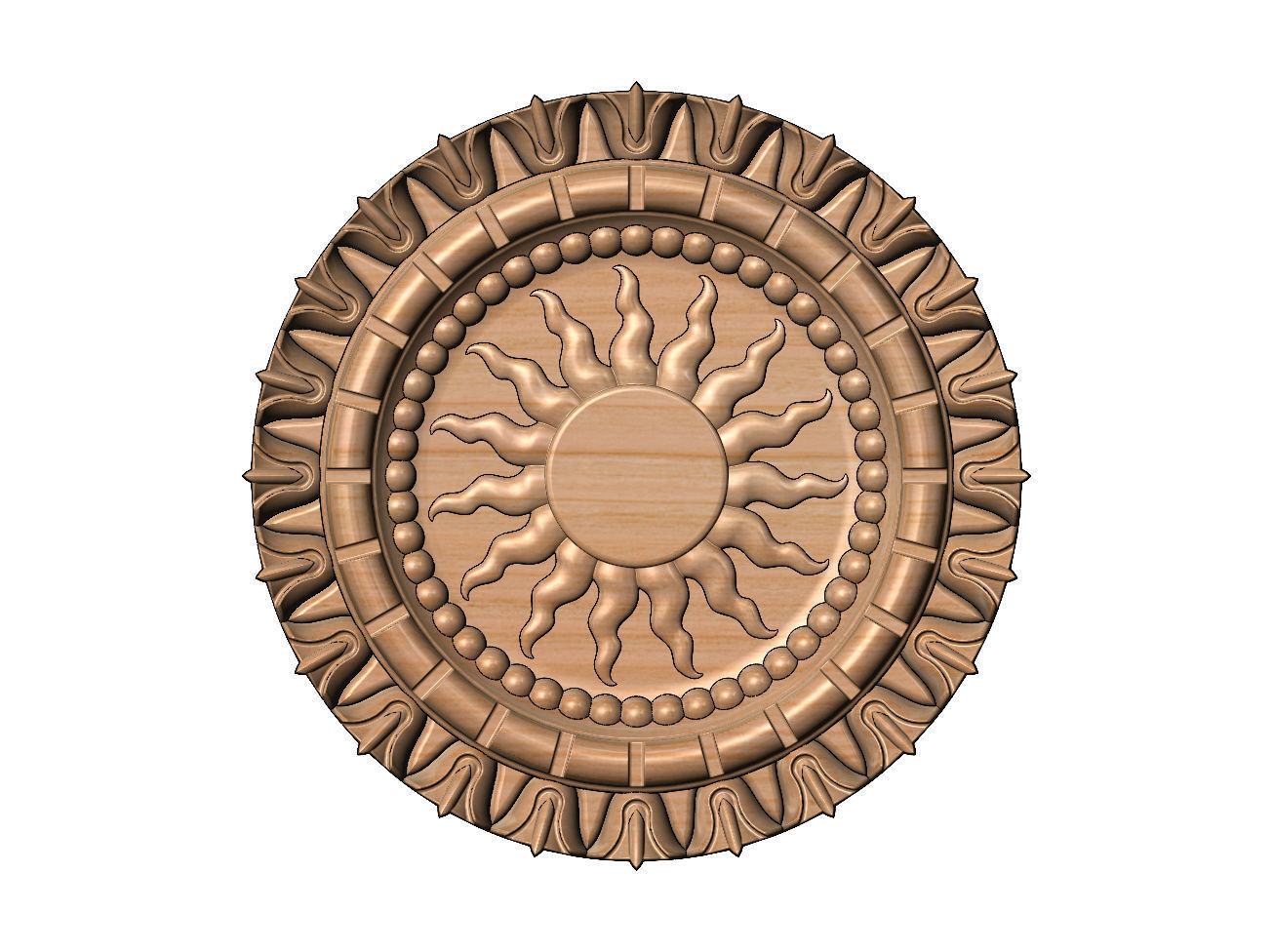 Sun and flower carved ceiling medallion rosette relief sculpture 3D print model_10