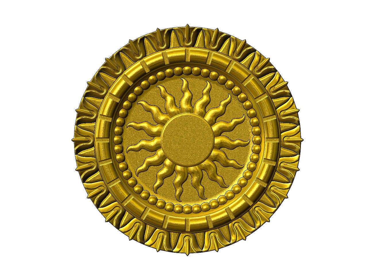 Sun and flower carved ceiling medallion rosette relief sculpture 3D print model_14