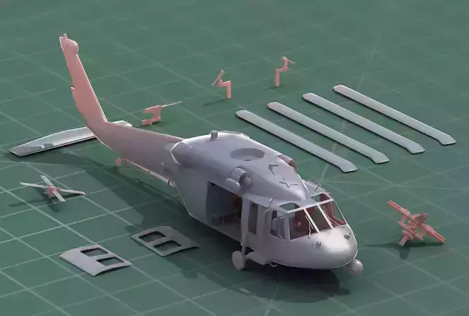 UH-60 Blackhawk Military Helicopter 3D Print Model Kit 3D print model